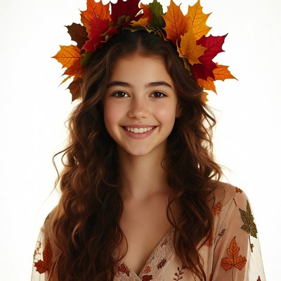 Girl with autumn leaf crown
