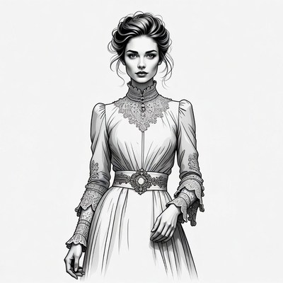 Victorian woman in lace gown