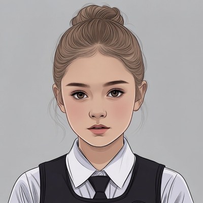 Asian girl in school uniform