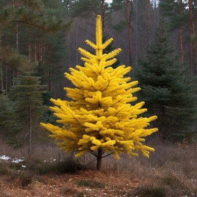 Yellow Pine Tree in Forest