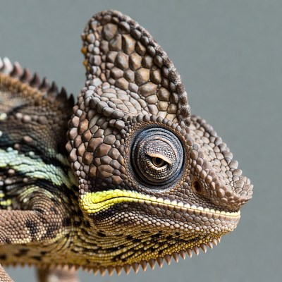 Close-up veiled chameleon portrait