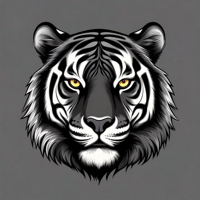 Black and White Tiger Face