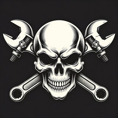 Skull with crossed wrenches