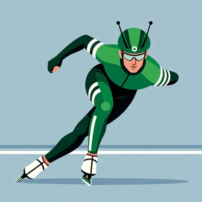 Speed skater man racing on ice