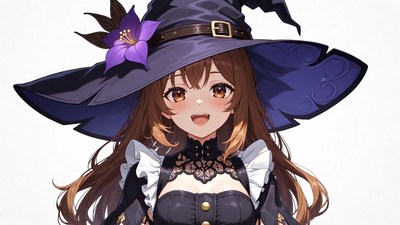 Anime girl in purple witch hat