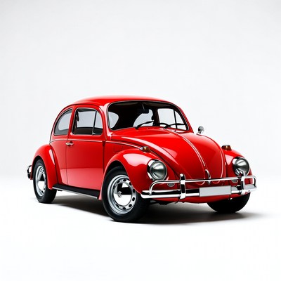 Red Volkswagen Beetle on white background