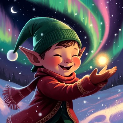 Cute elf holding magical light