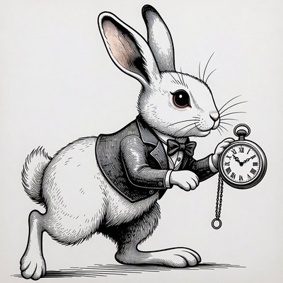 White Rabbit holding pocket watch