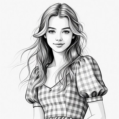 Young woman in checkered blouse