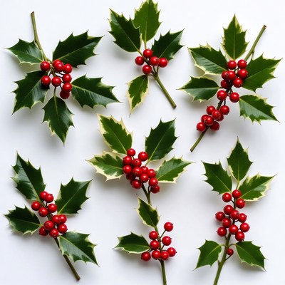 Holly Leaves with Red Berries
