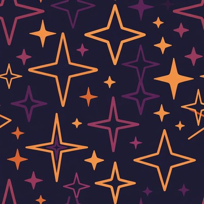 Purple Orange Star Pattern Background