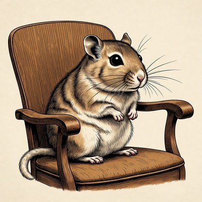 Cute chipmunk sitting in wooden chair