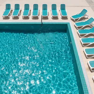 Turquoise Lounge Chairs Poolside