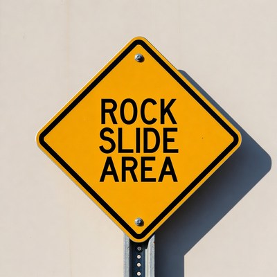 Yellow Rock Slide Area Sign