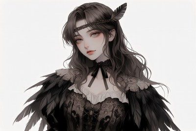 Anime girl with feather headdress
