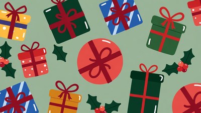 Colorful Christmas Presents with Holly