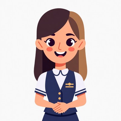 Smiling girl in navy school uniform