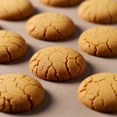 Golden Crinkled Cookies on Brown Paper