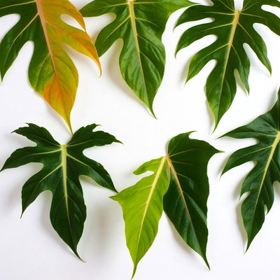 Syngonium Leaves on White Background