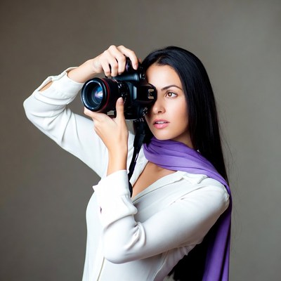 Woman photographing with camera