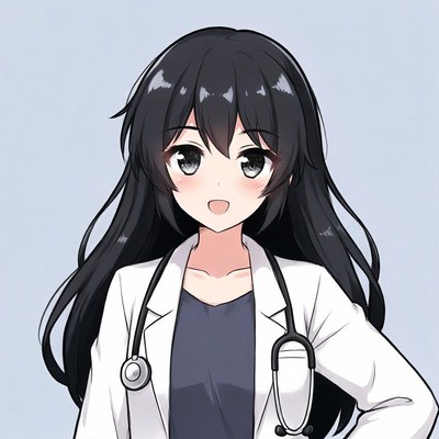 Anime girl in white lab coat