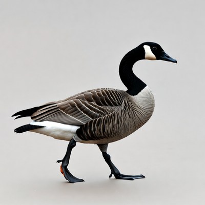 Canada Goose Walking on White Background