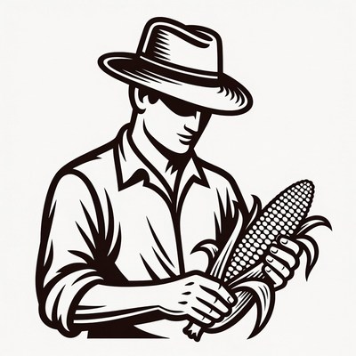Farmer holding corn cob