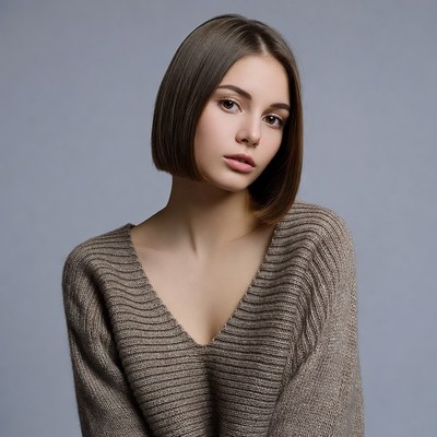 Woman with bob haircut in sweater
