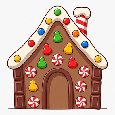 Colorful Gingerbread House Illustration