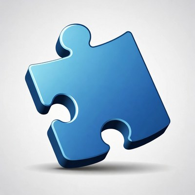 Blue 3D Puzzle Piece