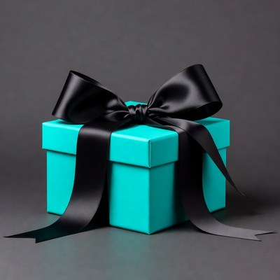 Turquoise gift box with black bow