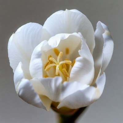White Tulip Flower Closeup