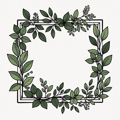 Green Leaf Frame Border