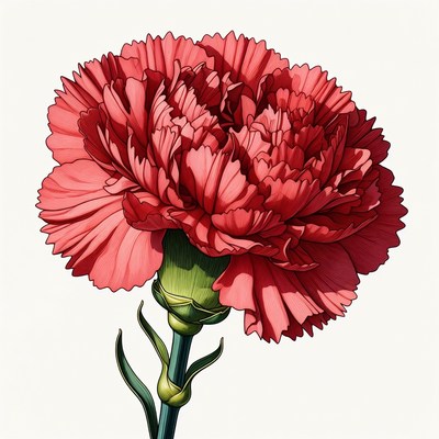 Red Carnation Flower Illustration