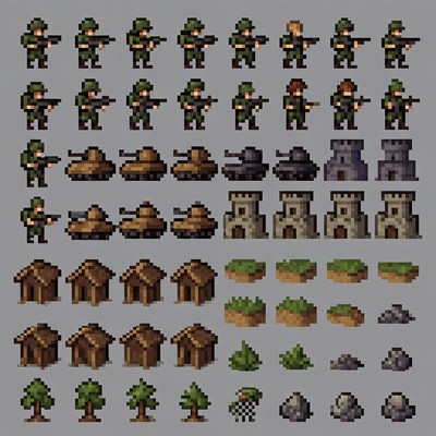 Pixel Art Military Game Assets