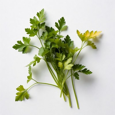 Fresh Parsley Bunch on White Background