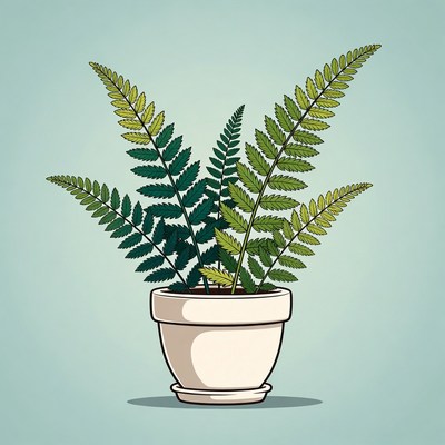 Fern Plant in White Pot