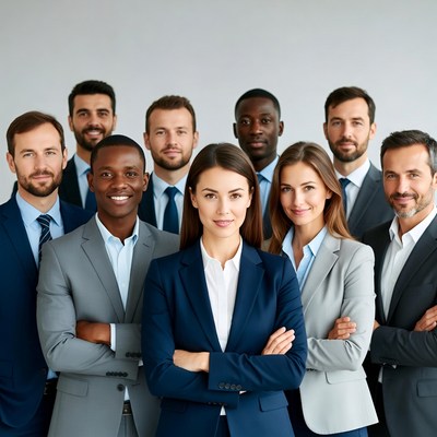 Diverse business team standing together