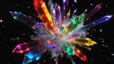 Exploding Colorful Crystals Burst