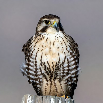 Peregrine Falcon Perched on Post