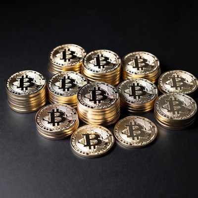 Stack of Golden Bitcoin Coins