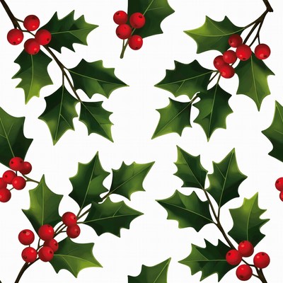 Holly Branches with Red Berries