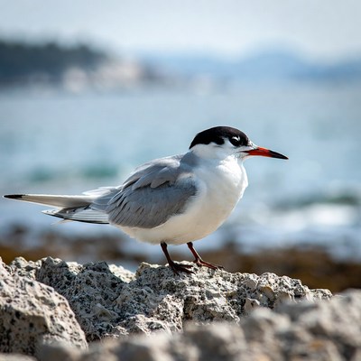 Gull-billed Tern on Seaside Rock