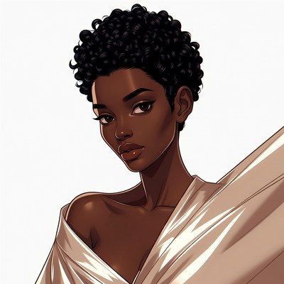 Beautiful African-American woman with curly hair