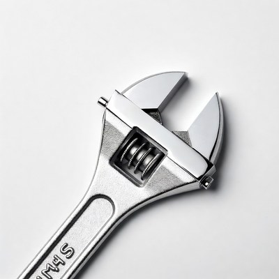 Adjustable Wrench on White Background