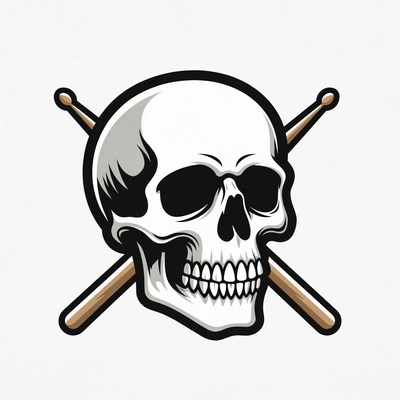 Skull with Crossed Drumsticks