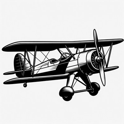 Biplane illustration on white background