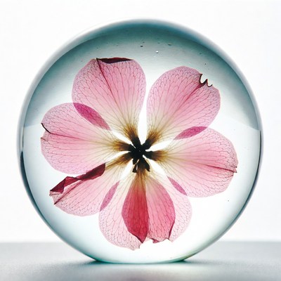 Pink Flower Inside Glass Sphere