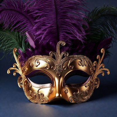 Purple Feather Masquerade Mask