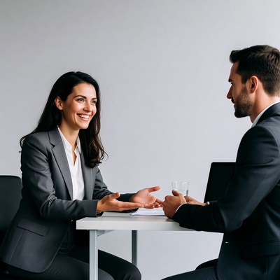 Businesswoman and businessman in meeting